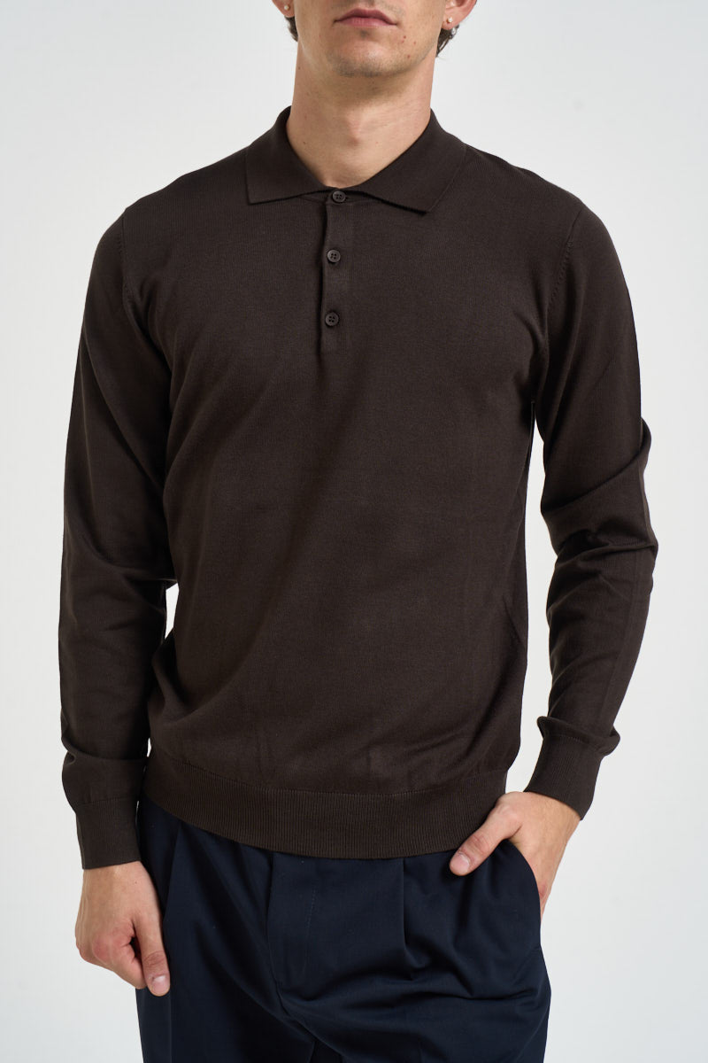 Polo uomo in maglia marrone scuro PROSECCO MORO EDD 