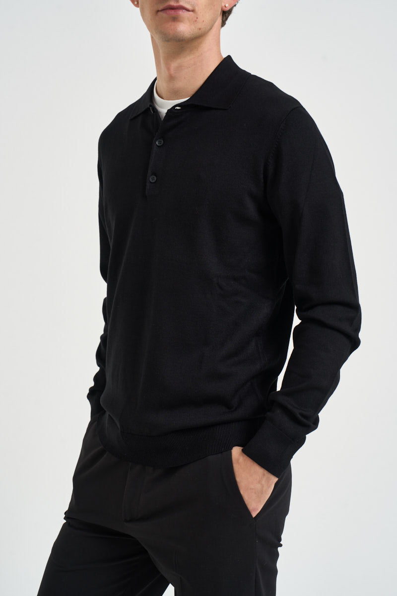 Polo uomo in maglia nera PROSECCO NERO EDD 