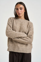 Maglia donna girocollo con micro paillettes beige 0002 FANGO ELEH 