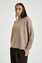 Maglia donna girocollo con micro paillettes beige 0002 FANGO ELEH 