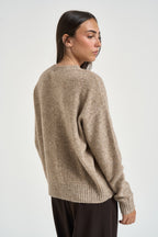 Maglia donna girocollo con micro paillettes beige 0002 FANGO ELEH 