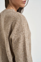 Maglia donna girocollo con micro paillettes beige 0002 FANGO ELEH 