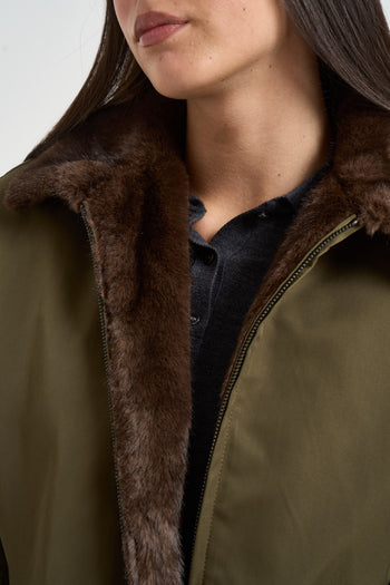 Bomber donna con ecopelliccia reversibile verde - 3