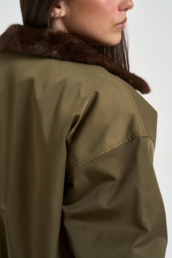 Bomber donna con ecopelliccia reversibile verde - 6