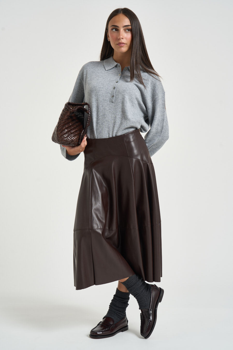 Polo donna in maglia grigia 0011 GRIGIO ELEH 