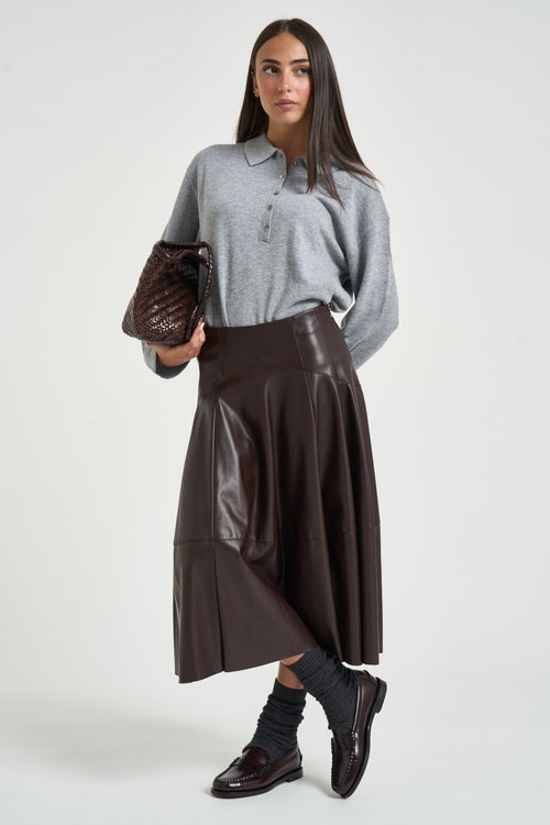 Polo donna in maglia grigia