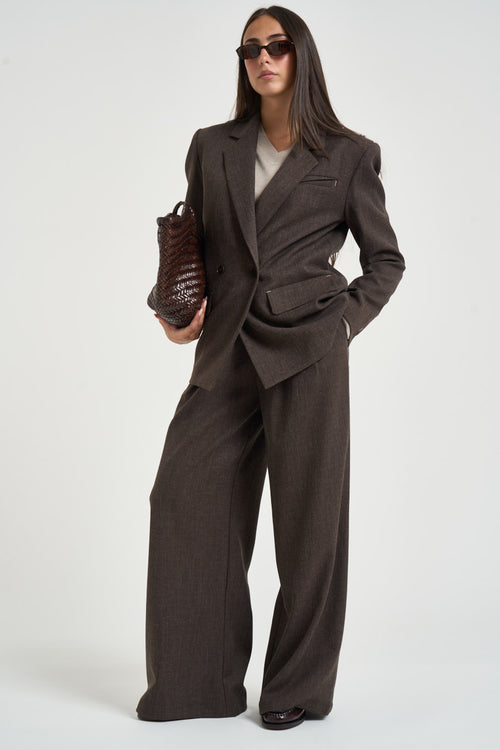 Blazer donna doppiopetto marrone - 1