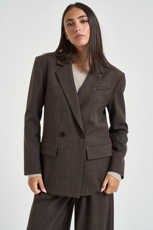 Blazer donna doppiopetto marrone - 2