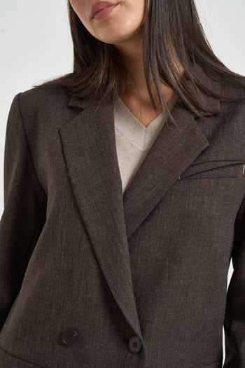 Blazer donna doppiopetto marrone - 3