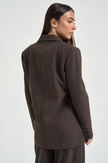 Blazer donna doppiopetto marrone - 4