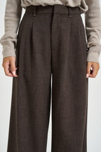 Pantalone donna palazzo con pinces marroni 0013 MORO ELEH 