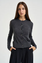 Cardigan donna con bottoni grigio antracite 0015 GRIGIO ELEH 