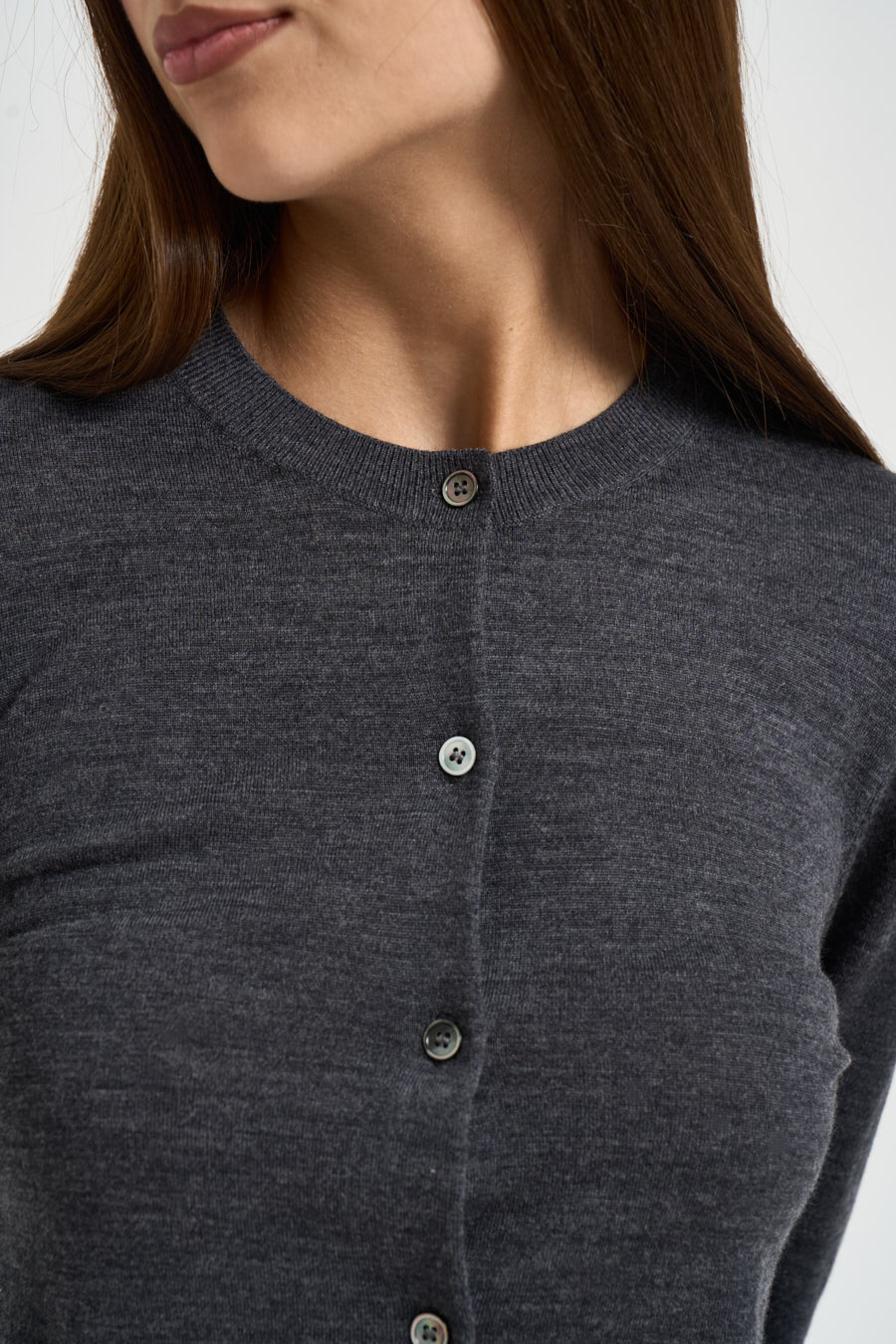 Cardigan donna con bottoni grigio antracite 0015 GRIGIO ELEH 