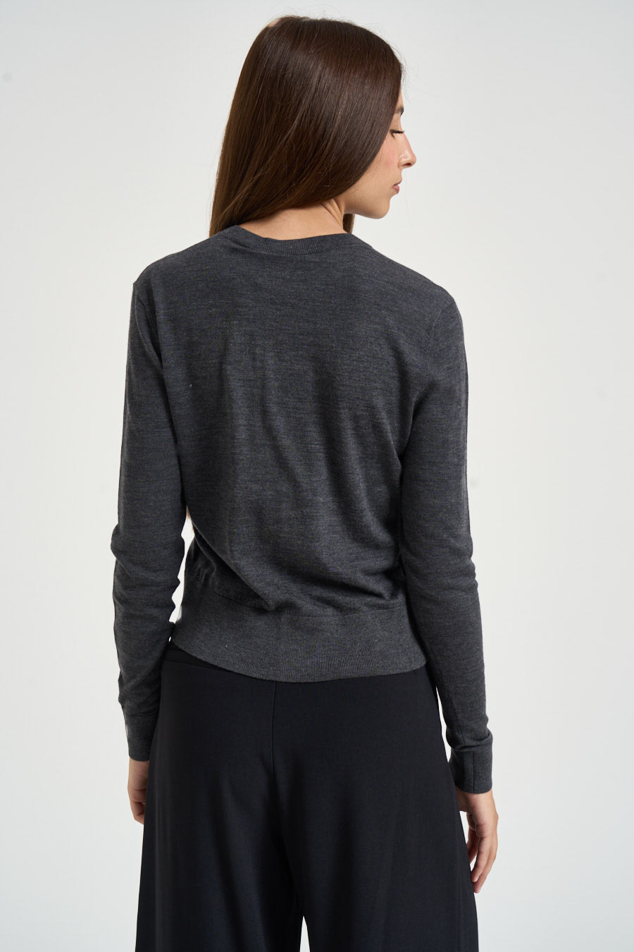 Cardigan donna con bottoni grigio antracite 0015 GRIGIO ELEH 