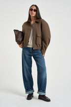 Bomber donna con collo in velluto marrone 0016 MARRONE ELEH 
