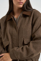 Bomber donna con collo in velluto marrone 0016 MARRONE ELEH 