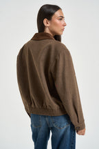 Bomber donna con collo in velluto marrone 0016 MARRONE ELEH 