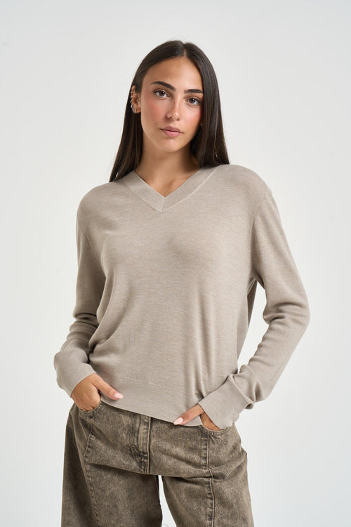 Maglia donna in lana tortora