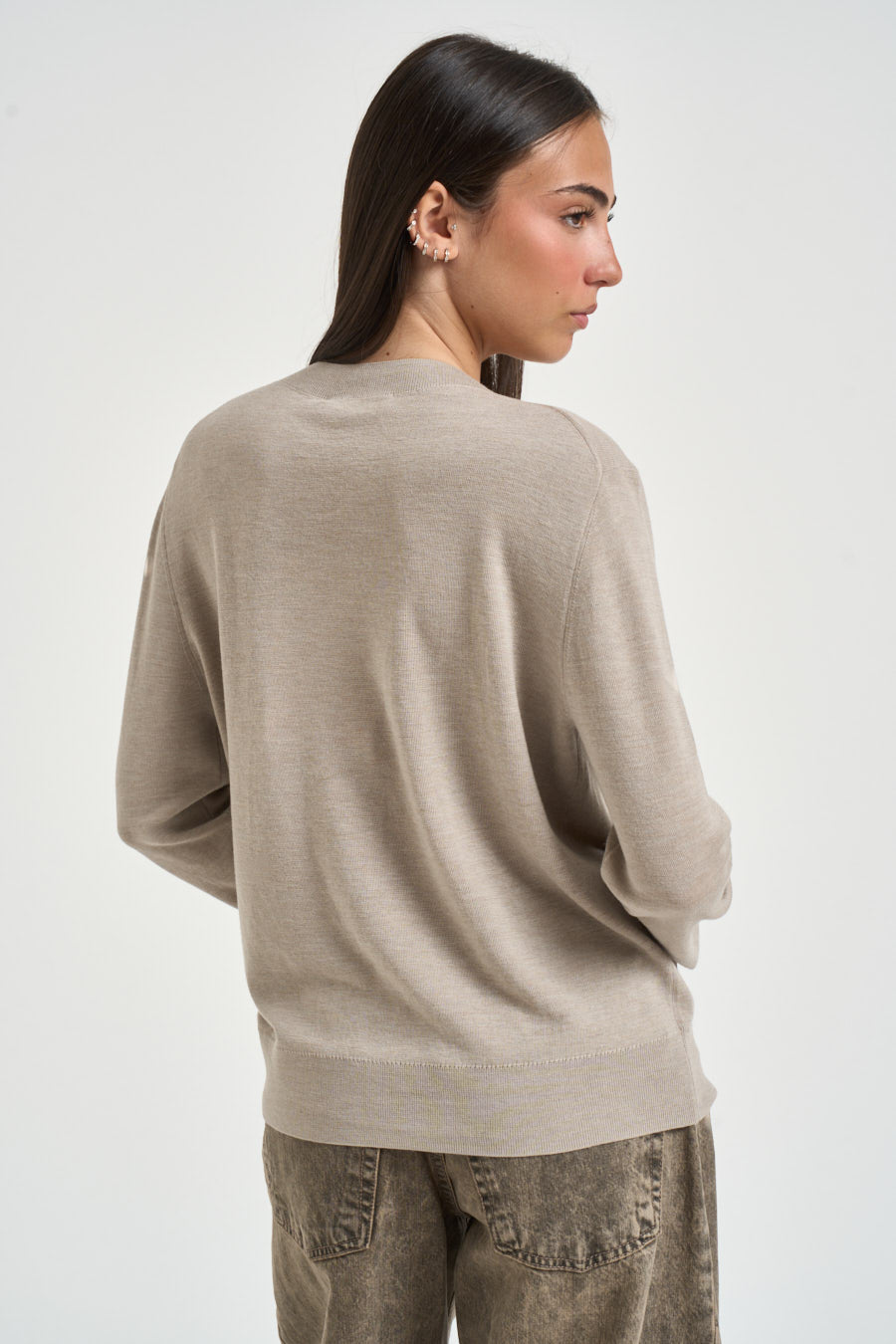 Maglia donna in lana tortora 0019 BEIGE ELEH 