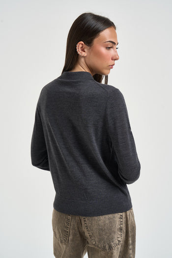 Polo donna in maglia grigio antracite - 4
