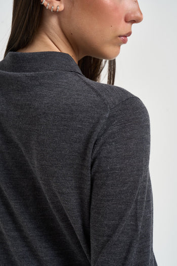 Polo donna in maglia grigio antracite - 5