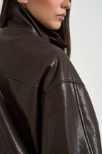 Chiodo donna over in ecopelle moro 0038 MORO ELEH 