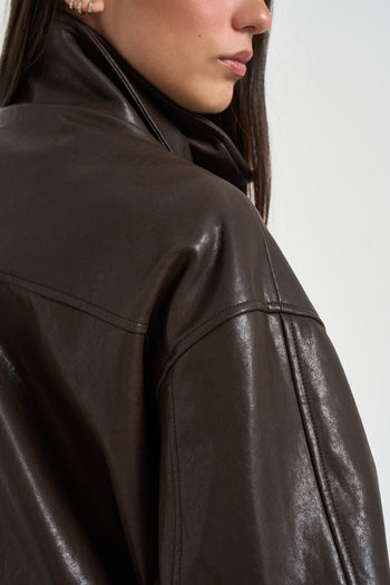 Chiodo donna over in ecopelle moro - 6