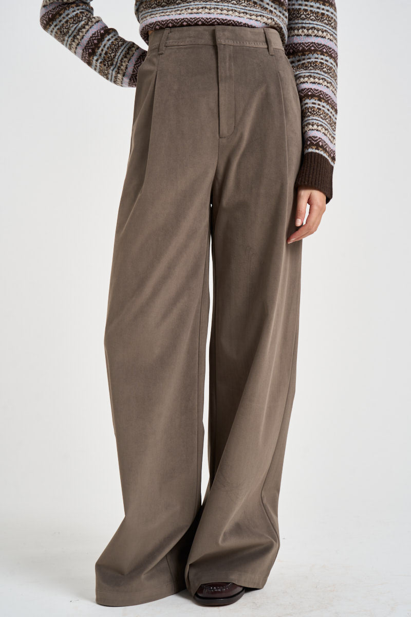 Pantaloni donna a palazzo tortora scuro 0072 GRIGIO ELEH 
