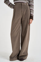 Pantaloni donna a palazzo tortora scuro 0072 GRIGIO ELEH 