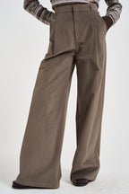 Pantaloni donna a palazzo tortora scuro 0072 GRIGIO ELEH 