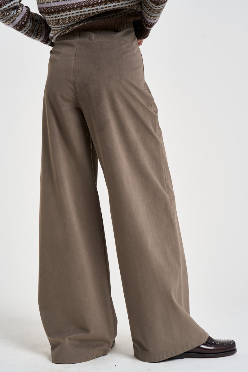 Pantaloni donna a palazzo tortora scuro 0072 GRIGIO ELEH 