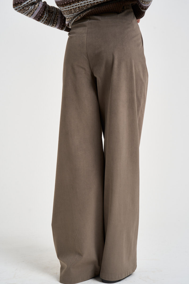 Pantaloni donna a palazzo tortora scuro 0072 GRIGIO ELEH 