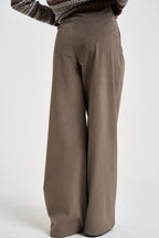 Pantaloni donna a palazzo tortora scuro 0072 GRIGIO ELEH 