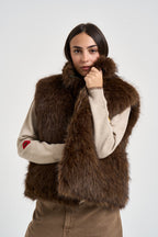 Gilet donna in ecopelliccia marrone 0129 MARRONE ELEH 