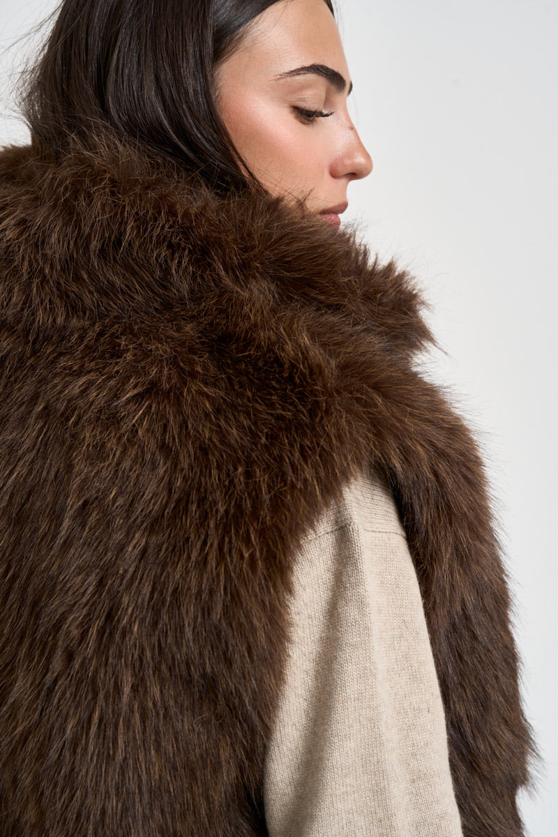 Gilet donna in ecopelliccia marrone 0129 MARRONE ELEH 