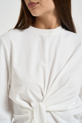 Maglia donna con fiocco frontale bianca - 3