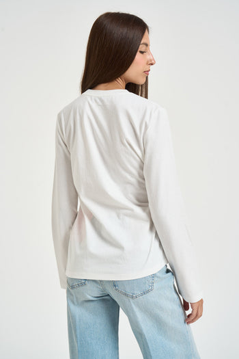 Maglia donna con fiocco frontale bianca - 4