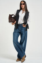 Gilet donna con lacci intrecciati grigio 0195 GRIGIO ELEH 