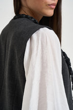 Gilet donna con lacci intrecciati grigio 0195 GRIGIO ELEH 