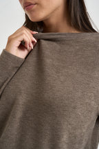 Maglia donna scollo a barca tortora 0239 FANGO ELEH 