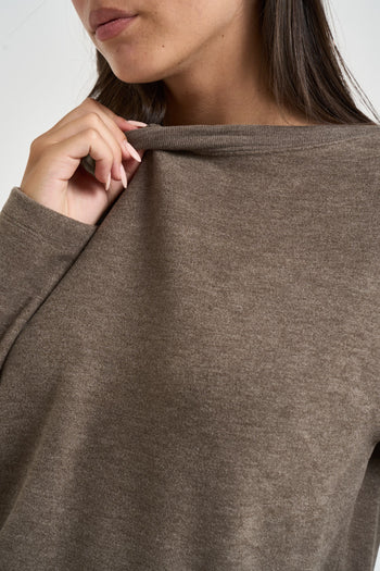 Maglia donna scollo a barca tortora - 3