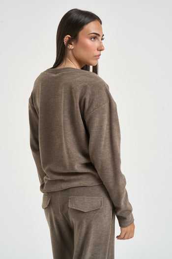 Maglia donna scollo a barca tortora - 4