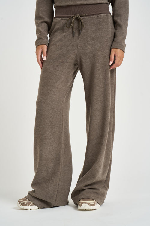 Pantalone donna tuta con coulisse tortora - 1