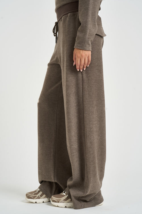 Pantalone donna tuta con coulisse tortora - 2