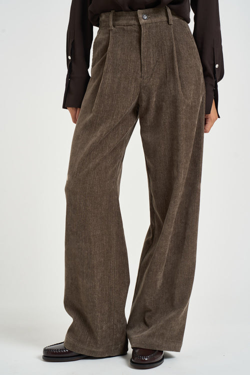 Pantalone donna effetto denim marrone - 1