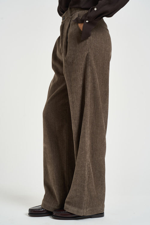 Pantalone donna effetto denim marrone - 2