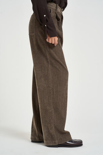 Pantalone donna effetto denim marrone - 4