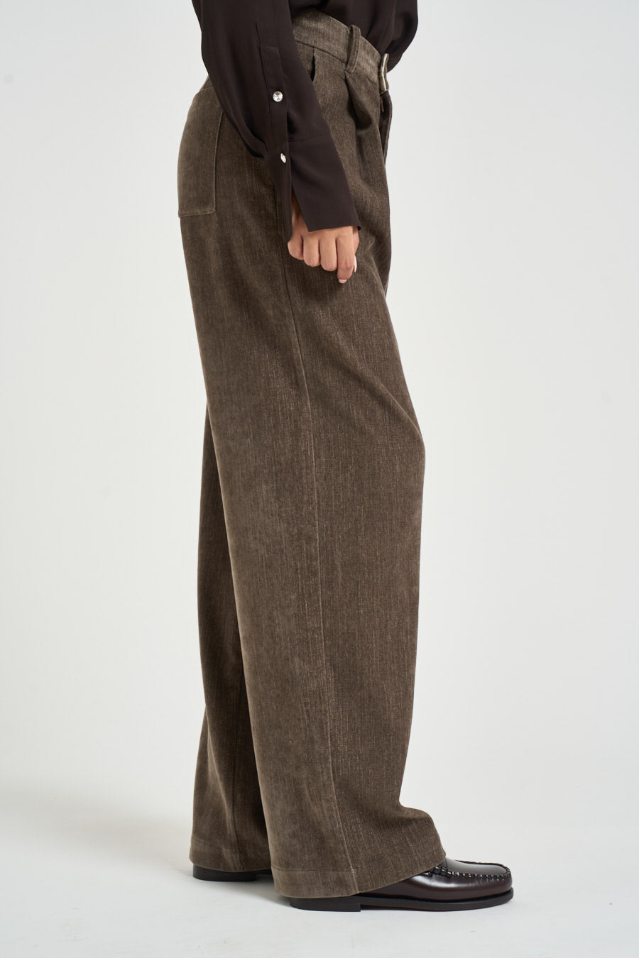 Pantalone donna effetto denim marrone 0259 FANGO ELEH 