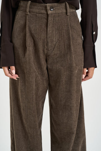 Pantalone donna effetto denim marrone - 5