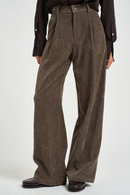 Pantalone donna effetto denim marrone 0259 FANGO ELEH 